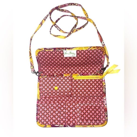 VERA BRADLEY Bali Gold Pink Floral Magnetic Closure Crossbody Wallet Purse - Picture 3 of 7
